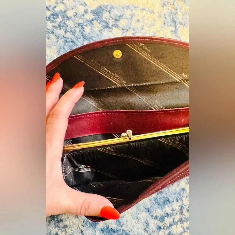 Vintage Rolfs Wallet Leather American Classic Burgundy Red 1980s Genuine Leather